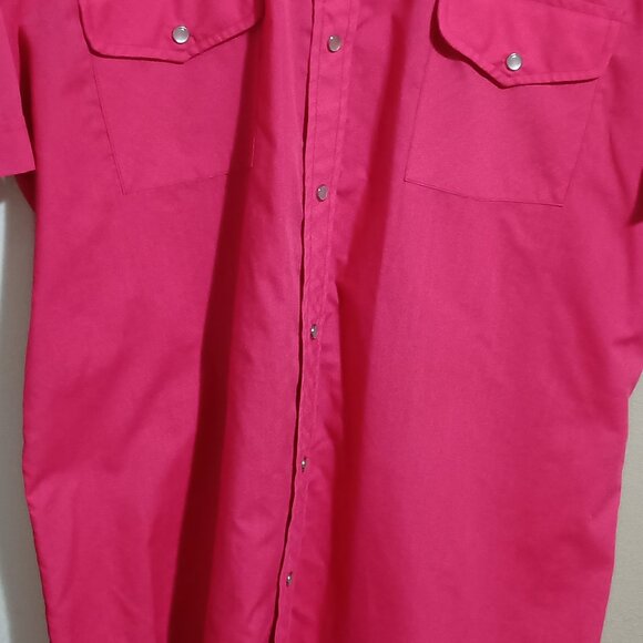 Sheplers Western Fit Mens Short Sleeve Pearl Snap Shirt Size 16.5 Pink - Picture 8 of 10